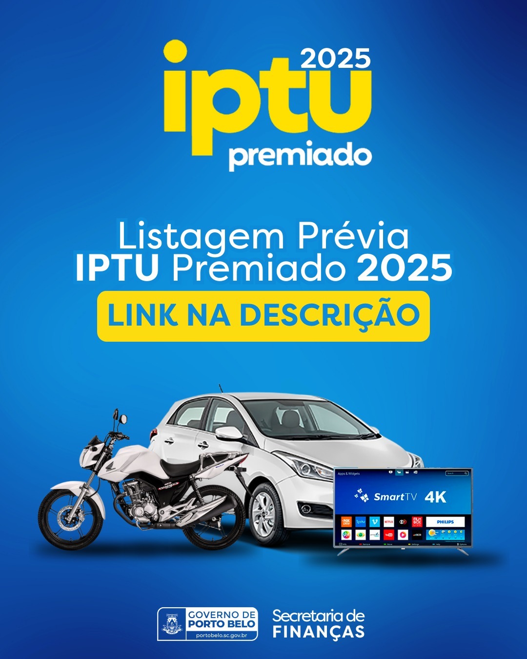 Porto Belo divulga listagem dos nomes aptos a participarem do sorteio IPTU Premiado 2025