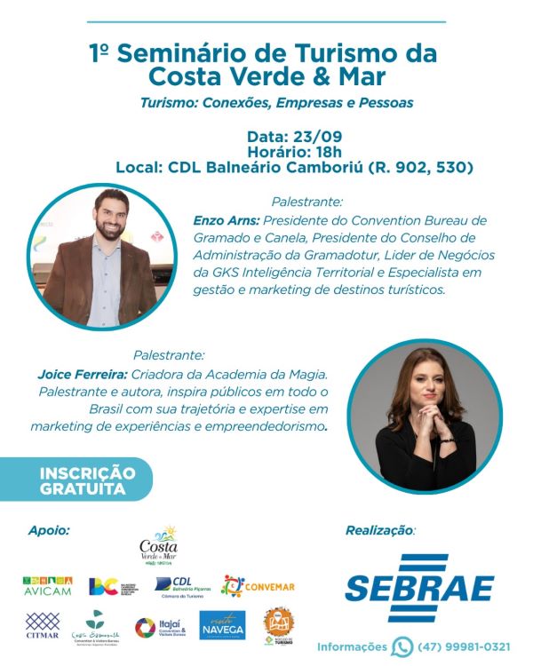 Sebrae/SC promove 1º Seminário de Turismo da Costa Verde & Mar em Balneário Camboriú