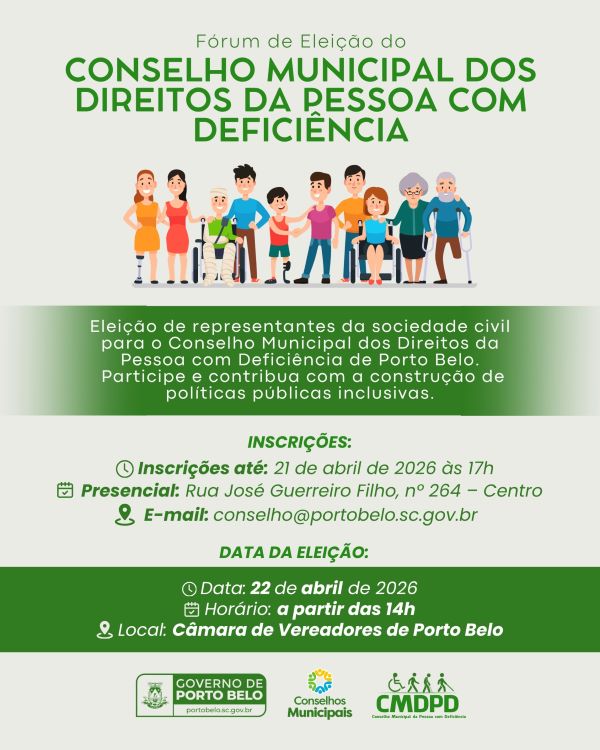 Porto Belo abre edital para eleição de representantes da sociedade civil no Conselho da Pessoa com Deficiência